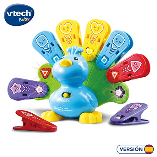 VTech- Pavo Real Formas y Colores Mascota interactiva con luces canciones y melodías. (3480-525822) , color/modelo surtido