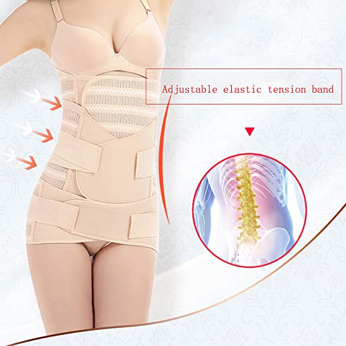 WANYIG Faja Postparto Reductora Mujer 3 en 1 Transpirable Elástico Recuperación Post-Parto Vientre/Cintura/Soporte Pélvico Cinturón Transpirable Elástico (Beige, L)