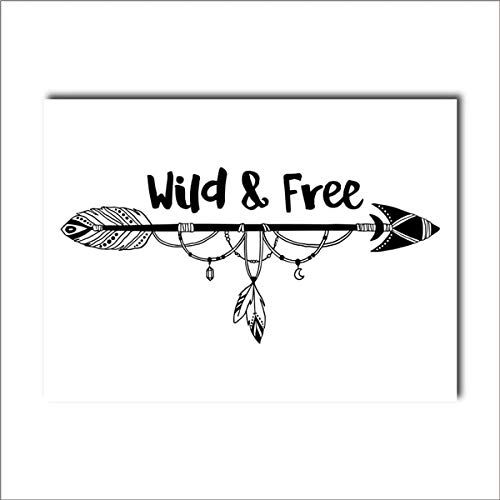 Wild and free arrow tatuajes de pared vivero tribal pluma bosque pegatinas de pared murales para niños niños habitación infantil arte bohemio pegatinas de decoración de pared A6 56x26 cm