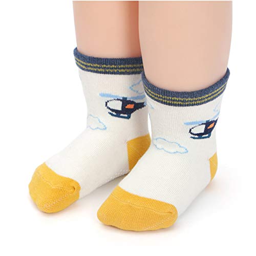 Yafane 12 Pares de Calcetines Antideslizantes para Niños Pequeños Infantil Recién Nacido Calcetines Antideslizantes Algodón para Bebés 0-5 años