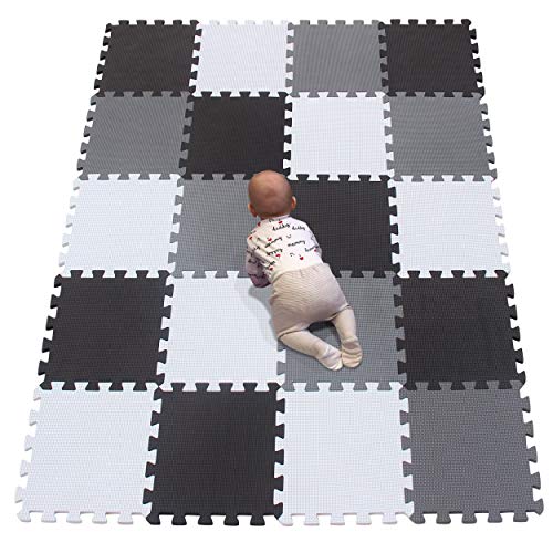 YIMINYUER Alfombra Puzzle de Colores de Goma EVA Suave, Resistente, Aislante, Lavable, Alfombra de Juegos para niños, tamaño del 30 x 30 cm Blanco Negro Gris R01R04R12G301020