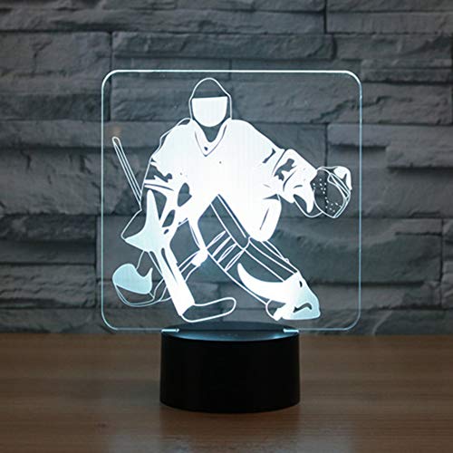 YKMY Novedad Hielo Hielo Portero Ilusión 3D Lámparas LED Luces Nocturnas USB 7 Colores Sensor Lámpara de Escritorio para Deportes Al Aire Libre Colección