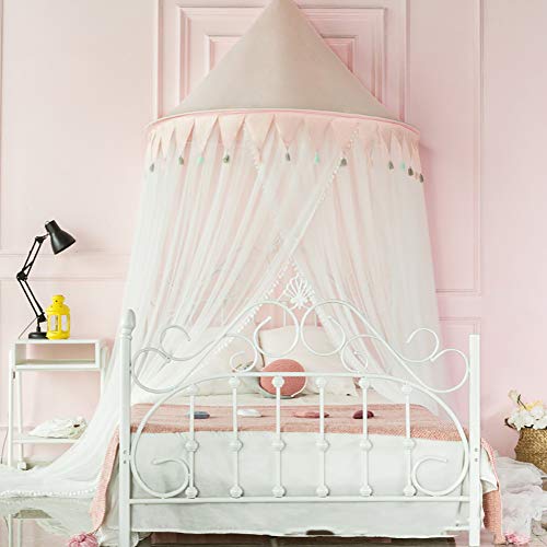 YNAYG mosquitera Princess Bed Canopy Lace Mosquitera, Cortina De Gasa Colgante Único Tienda Ropa De Cama Cúpula Redonda Mallas Cortinas Niños Niñas Decoración De La Habitación