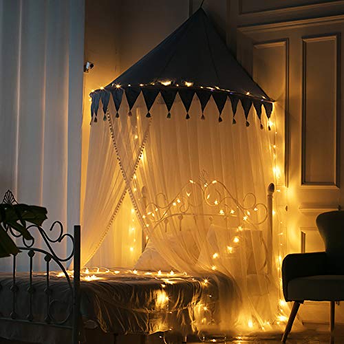 YNAYG mosquitera Princess Bed Canopy Lace Mosquitera, Cortina De Gasa Colgante Único Tienda Ropa De Cama Cúpula Redonda Mallas Cortinas Niños Niñas Decoración De La Habitación