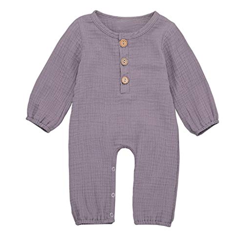 YWLINK Mono De OtoñO para NiñOs Mezcla De AlgodóN Manga Larga Color Liso Mameluco Moda Casual Ropa De NiñOs Bautismo Bebe Primer Regalo De CumpleañOs Deportes Pijamas Comodos(Púrpura,3-6 meses/70)