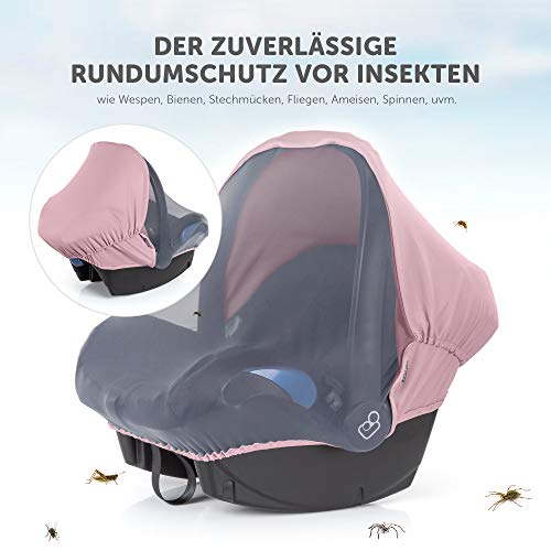 Zamboo Cubierta 3 en 1 para Grupo 0+ (se adapta a Maxi-Cosi/Cybex/Römer) | Toldo solar con Protección UV, Mosquitera y Funda de asiento (rosa palo)