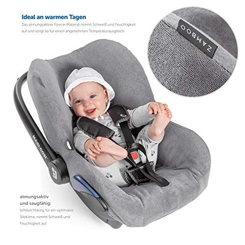 Zamboo Funda de Verano Maxicosi - Ajuste Perfecto Asiento Coche Grupo 0+ Maxi-Cosi Citi /Citi SPS, tejido de malla 3D transpirable, reduce la sudoración y protege la silla - Gris