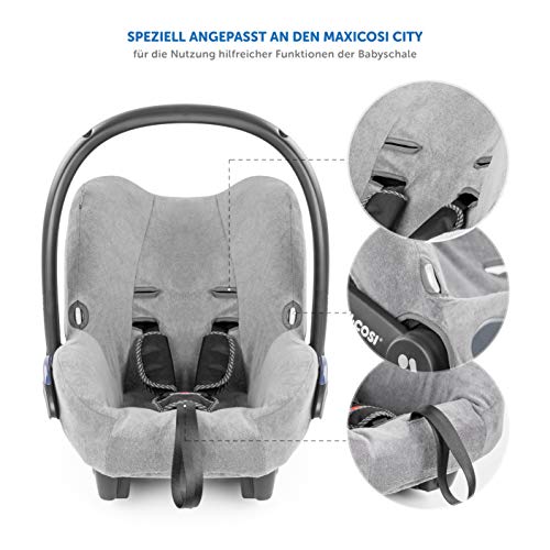 Zamboo Funda de Verano Maxicosi - Ajuste Perfecto Asiento Coche Grupo 0+ Maxi-Cosi Citi /Citi SPS, tejido de malla 3D transpirable, reduce la sudoración y protege la silla - Gris