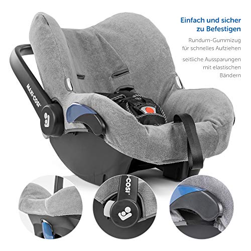 Zamboo Funda de Verano Maxicosi - Ajuste Perfecto Asiento Coche Grupo 0+ Maxi-Cosi Citi /Citi SPS, tejido de malla 3D transpirable, reduce la sudoración y protege la silla - Gris