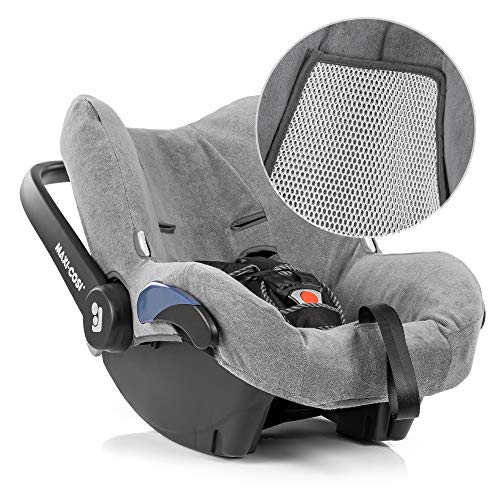 Zamboo Funda de Verano Maxicosi - Ajuste Perfecto Asiento Coche Grupo 0+ Maxi-Cosi Citi /Citi SPS, tejido de malla 3D transpirable, reduce la sudoración y protege la silla - Gris