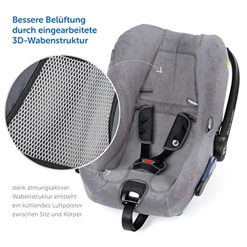 Zamboo Funda de Verano Maxicosi - Ajuste Perfecto Asiento Coche Grupo 0+ Maxi-Cosi Citi /Citi SPS, tejido de malla 3D transpirable, reduce la sudoración y protege la silla - Gris