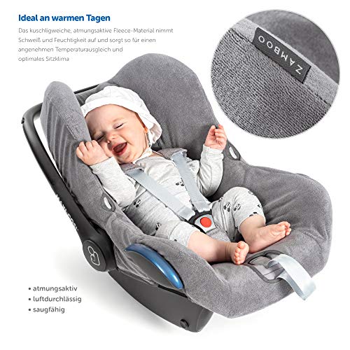 Zamboo Funda de Verano Maxicosi Cabriofix - Ajuste Perfecto Asiento de Coche Grupo 0+ Maxi-Cosi, transpirable y lavable a máquina - Gris