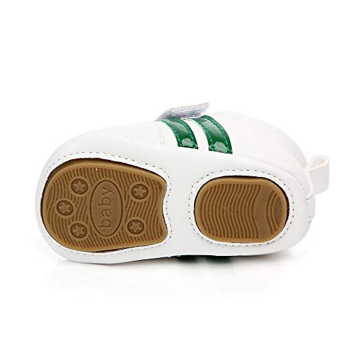 Zapatos Bebe Niño Niña Recién Nacido Primeros Pasos Zapatillas Deportivas Bebé Suela Blanda Antideslizante Blanco Verde 0-6 Meses