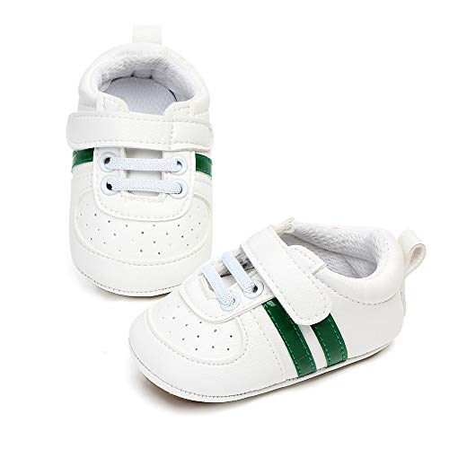 Zapatos Bebe Niño Niña Recién Nacido Primeros Pasos Zapatillas Deportivas Bebé Suela Blanda Antideslizante Blanco Verde 0-6 Meses