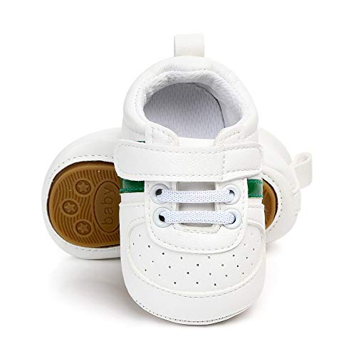 Zapatos Bebe Niño Niña Recién Nacido Primeros Pasos Zapatillas Deportivas Bebé Suela Blanda Antideslizante Blanco Verde 0-6 Meses