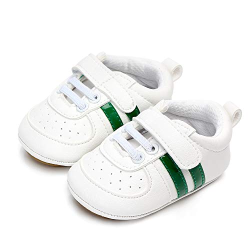 Zapatos Bebe Niño Niña Recién Nacido Primeros Pasos Zapatillas Deportivas Bebé Suela Blanda Antideslizante Blanco Verde 0-6 Meses