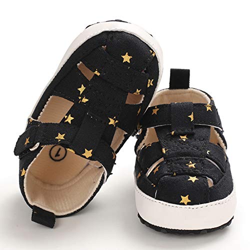 Zapatos Bebe Niño Primeros Pasos Verano Zapatillas Bebé Recién Nacido Negro 6-12 Meses