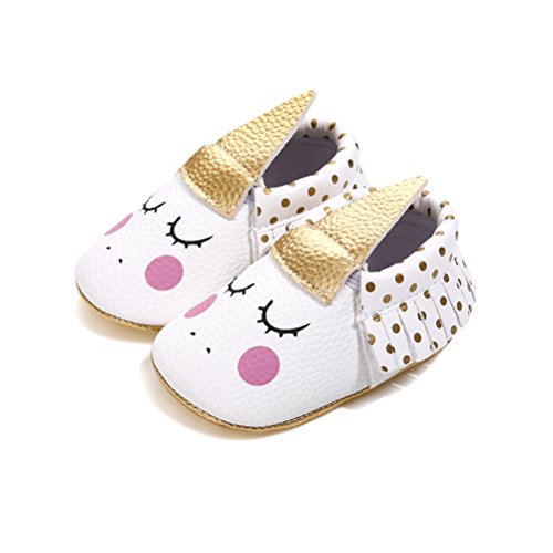 Zapatos de Niña con Diadema Regalo Set Unicornio Flor Suave Suela Zapatillas Antideslizantes Zapatos de Princesa (0-6 Meses, A)