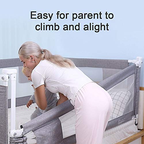 ZEHNHASE Barrera de cama para bebé 140CM, Barandilla de La Cama para Niños - Anticaídas, Altura ajustable, Fácil Instalación, gris, 1pc