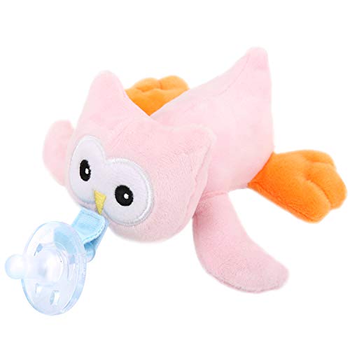 Zooawa Bebé Chupete con un Juguete de Peluche, Mordedor de Silicona de Alta Calidad sin BPA, Accesorio Ideal para Aplacar las Emociones del Recién Nacido – Búho