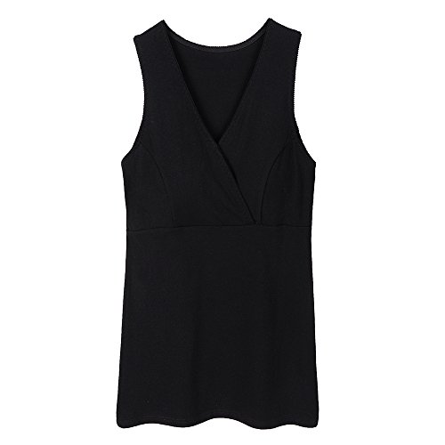 ZUMIY® Chaleco de Maternidad Tank de Lactancia Sujetador para Camiseta para Mujer/Top Premamá (L, Black+Grey/2Pack)