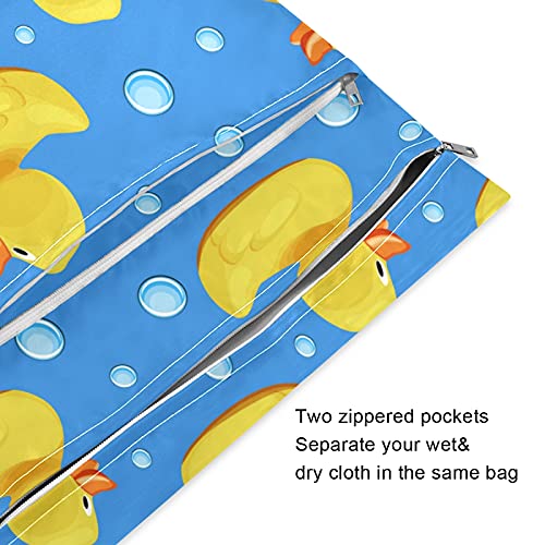 2 unids pañal de tela húmedo bolsas secas impermeables pato amarillo burbuja reutilizable lavable viaje playa yoga gimnasio bolsa para trajes de baño ropa mojada