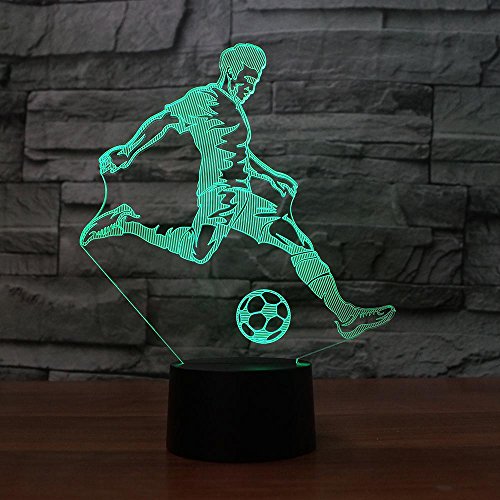 3D Jugando Fútbol Luz Noche Ilusión Lámpara 7 Cambio de Color LED Táctil USB Mesa Regalo Niños Juguetes Decoración Decoraciones Regalo de San Valentín