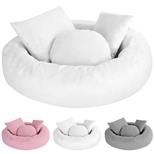 5 Piezas Accesorios de Fotografía para Bebés Recién Nacidos Donut Almohada Posando Almohada Kit de Relleno de Cesta de Bebé Media Luna Posando Almohada Relleno de Cesta para 0-3