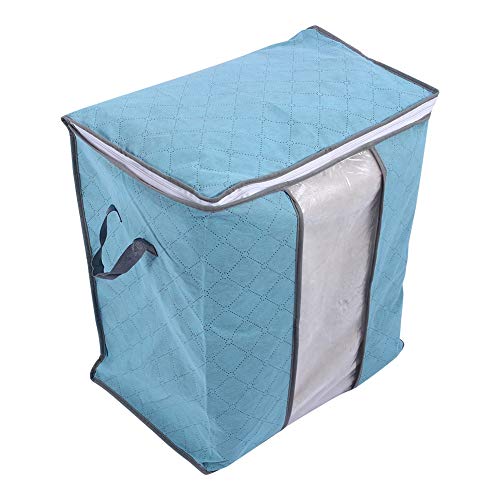 67L Bolsa De Almacenamiento Plegable Bolsas De Almacenamiento De Ropa con Asa Y Cremallera No Tejida Tela Almacenamiento Organizador Caja Bolsa De Almacenamiento De Carbón De Bambú(Cielo Azul)