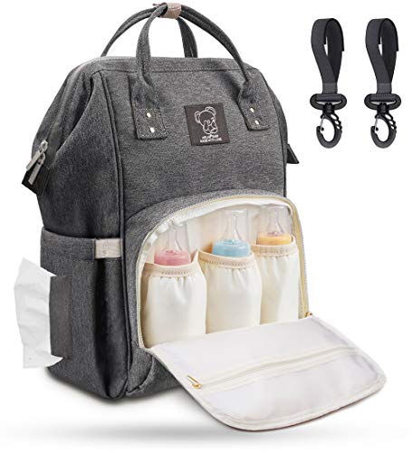 Airlab Bolsos para Carritos de Bebe, Gran Capacidad Mochilas para Pañales y Biberones, Bolso para Maternidad Hospital, Bolso Organizador Carro, Mochila de Viaje Multifuncional para Mamá y Papá (Gris)