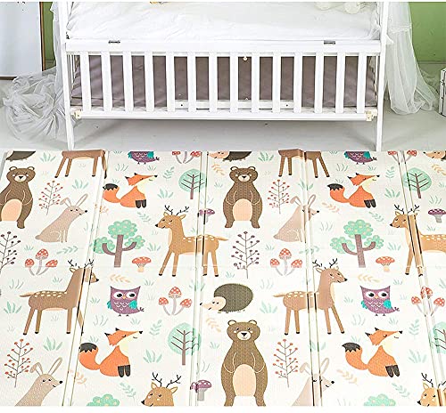 Alfombra de Juegos Reversible Colchoneta Infantil Plegable.Alfombra de Juegos de XPE, Colchoneta de Juegos Plegable, Alfombra de Doble Cara (Beige)