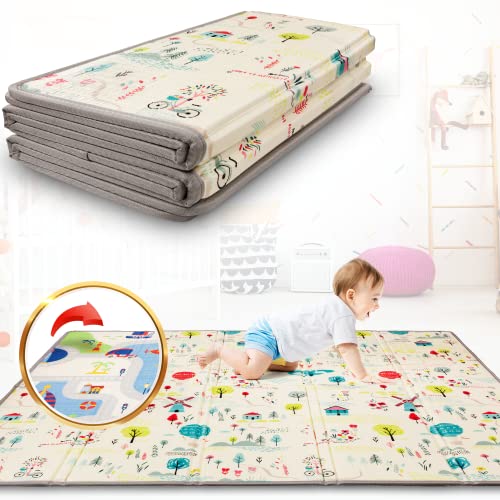 Alfombra Gateo Infantil Impermeable, Reversible y Plegable 180x200x1,5cm. Certificado CE. Esterilla Bebe Ideal para la habitación del niño o la niña. Gran formato Regalo Bebe SUPERBE BEBE