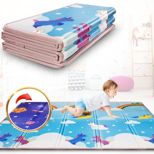 Alfombra Gateo Infantil Impermeable, Reversible y Plegable 180x200x1,5cm. Certificado CE. Esterilla Bebe Ideal para la habitación del niño o la niña. Gran Formato Regalo Bebe SUPERBE BEBE