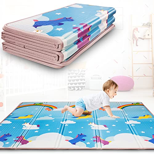 Alfombra Gateo Infantil Impermeable, Reversible y Plegable 180x200x1,5cm. Certificado CE. Esterilla Bebe Ideal para la habitación del niño o la niña. Gran Formato Regalo Bebe SUPERBE BEBE