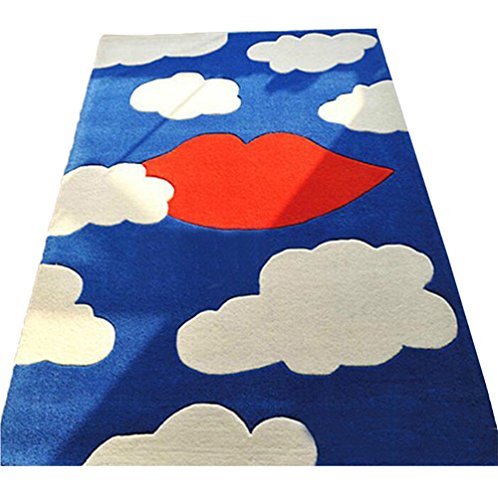 Alfombra rectangular azul simple Protección del medio ambiente para niños Alfombra de área rectangular para el dormitorio de entrada Habitación para niños (Alfombra personalizable de material acrílico