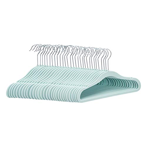 Amazon Basics - Perchas de terciopelo antideslizantes para niños, pack de 30 unidades, color verde menta