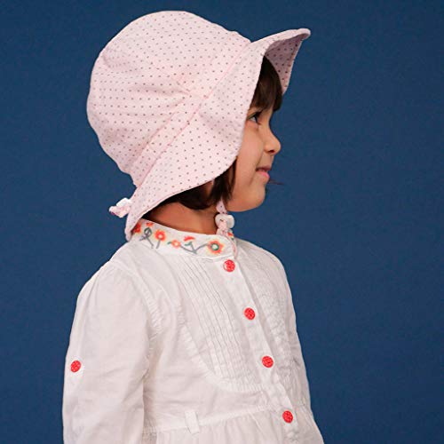 Ami&Li tots Sombrero de Sol para Bebés, Niñas Niños Infantil Pequeñito Unisexo Ajustable ala Ancha Sombrero Protección Solar UPF 50 Unisexo - S: Lunares Rosa Espeso