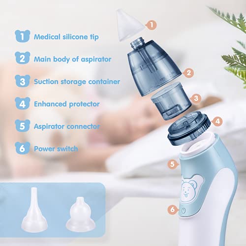 Aspirador nasal, Ultpeak® 2 en 1 limpiador de nariz eléctrico para bebé y removedor de cera del oído con 4 boquillas de lechón reutilizables para recién nacidos, niños pequeños y bebés