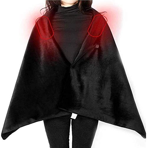 ASY Manteador con Calefacción Soft Fleece Manta con Calefacción Máquina Lavadora USB Cliente Eléctrico Poncho Manta Wrap Shaw Wearable Cálido Tiro Manta Invierno Calentado Cape Cape Manta