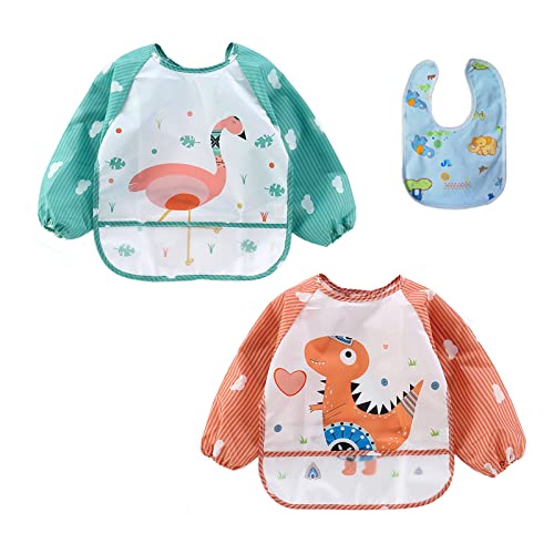 Baberos Bebés Impermeables Manga Larga Suave Material Para Niños Niñas 6 Meses-24 Meses EVA Waterproof