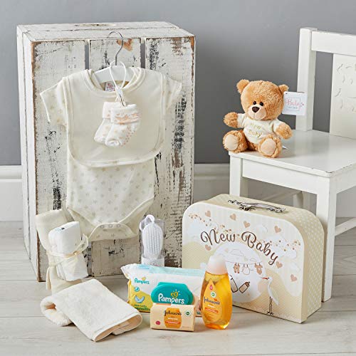 Baby Gift Set - Neutral Hamper Full of Baby Products in Cream Keepsake Box