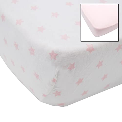 Babycalin - Set de 2 sábanas bajeras, Rosa + Estrella 70x140x17 cm