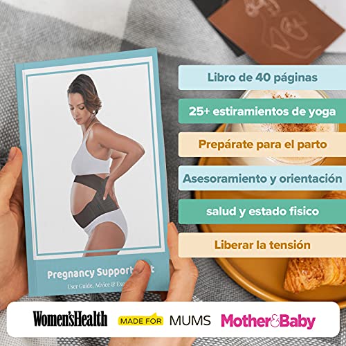 BABYGO 4-1 Cinturón Apoyo Embarazada, Maternidad Faja, Premamá Banda - para Espalda, Pelvis, Caderas, Abdominals, Disfunción el Pubis de la Sínfisis, Ciática con Manual M Negro