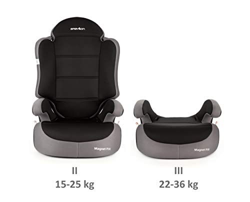 BABYLON silla coche grupo 2-3 Magnet Isofix. Alzador coche niño 15-36 kg (3 a 12 años). Silla coche grupo 2-3 isofix ECE R44/04 Gris