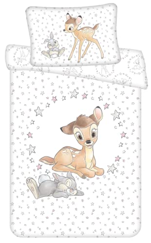 Bambi - Juego de ropa de cama para bebé (100 x 135 cm + 40 x 60 cm, 100% algodón), diseño de Disney