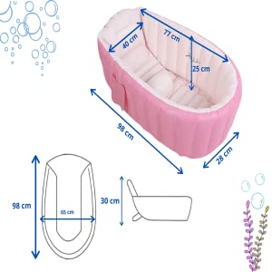 Bañera Plegable Bebé - Bañera Hinchable Bebe - Bañera Portátil Grande Para Bebés - Cómoda Bañera De Viaje Para Bebés Más Pequeños Y Más Grandes - Baño Seguro Y Cómodo Donde Quieras (Blue)