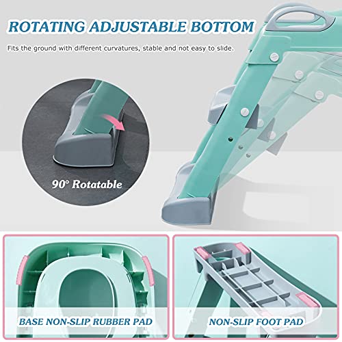 Barakara Asiento Inodoro Niños para Orinal Infantil Formación, Adaptador WC Niños con Escalera y Cojín Suave, Abatible, Antideslizante, para Niños de 1a 10 Años(Rosa)