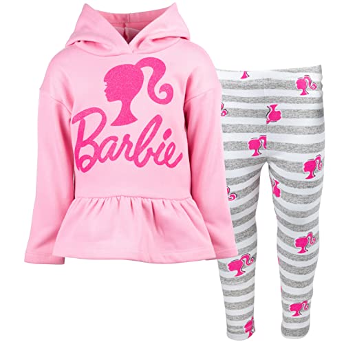 Barbie Conjunto de sudadera con capucha y leggings de lana de moda, Rosa/Rebel Fun., 24 meses