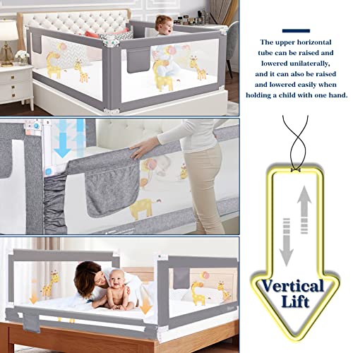 Barrera Seguridad Niños Cama 150 CM, HILEYOLLA Barandilla Cama Niño con de Elevación Vertical Barrera Cama Anticaída (1 Lado)