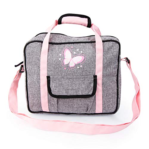 Bayer Design Accesorios para muñecas, Bolsa, Cambiador portátil, pañal muñeco, Gris, Rosado, Mariposa